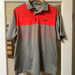 Under Armour Men's Red and Gray Polo Shirt
